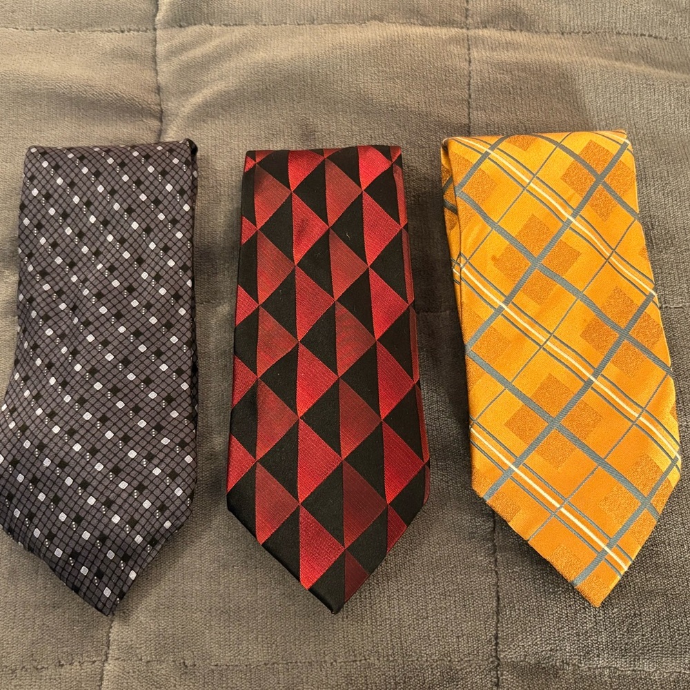 Elegant Men's Tie Set - Black, Red, and Orange
